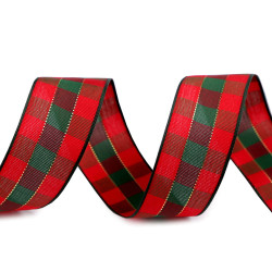 Checkered ribbon width 25 mm - Red (3 Meters)