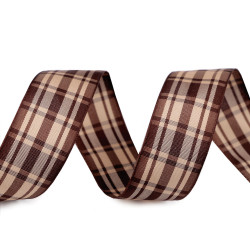 Checkered ribbon width 25 mm - Brown (3 Meters)