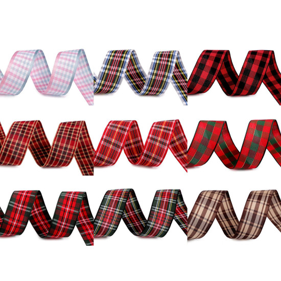 Checkered ribbon width 25 mm - Red (3 Meters)