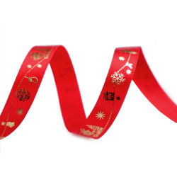 Christmas satin ribbon width 10 mm - Red (90 Meters)