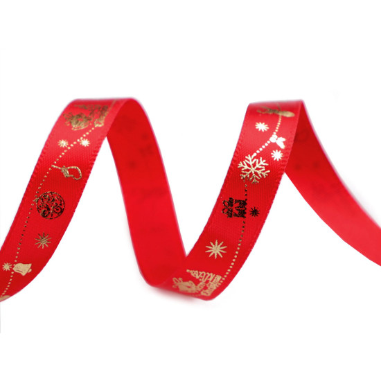 Christmas satin ribbon width 10 mm - Red (90 Meters) Christmas satin ribbon width 10 mm - Red (90 Meters)
