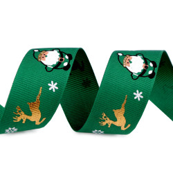 Christmas grosgrain ribbon with glitter, width 25 mm - Green (3 Meters)