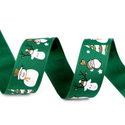 Christmas grosgrain ribbon with glitter, width 25 mm - Green (3 Meters)