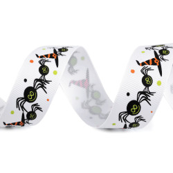 Ruban gros-grain halloween, largeur 25 mm - Blanc (1 Mètre)