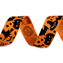 Ruban gros-grain halloween, largeur 25 mm - Orange (1 Mètre)