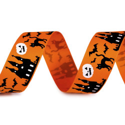 Ruban gros-grain halloween, largeur 25 mm - Orange (1 Mètre)