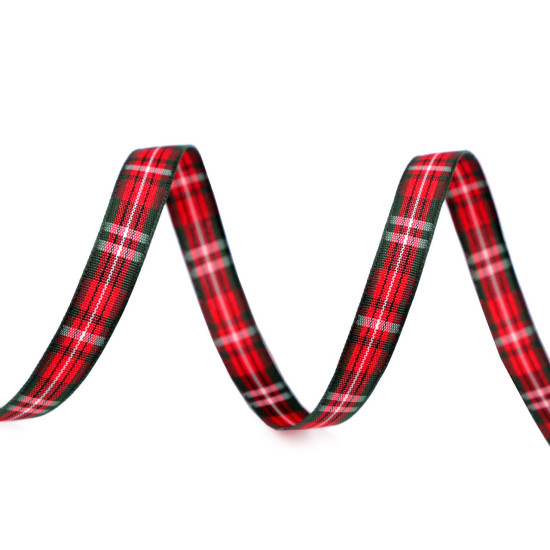 Checkered ribbon width 10 mm - Red (135 Meters)