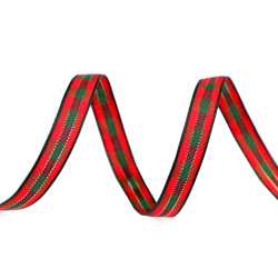 Checkered ribbon width 10 mm - Green fir (135 Meters)