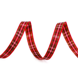 Checkered ribbon width 10 mm - Red (135 Meters)