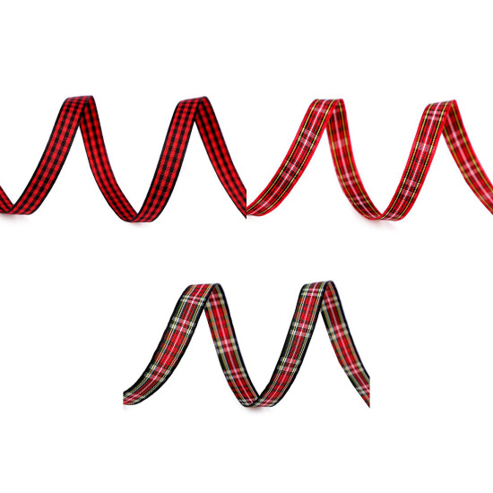 Checkered ribbon width 10 mm - Red (135 Meters)