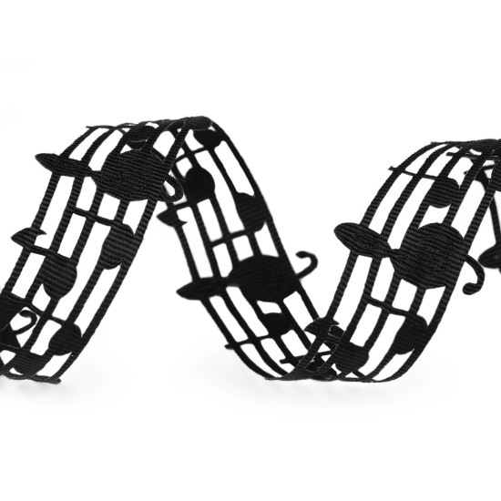 Laser-cut tape / ribbon, musical notes, width 30 mm - Black (18 Meters) Laser-cut tape / ribbon, musical notes, width 30 mm - Black (18 Meters)