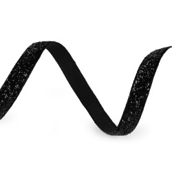 Velvet lurex ribbon, width 6 mm - Black (135 Meters)