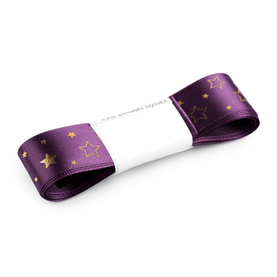 Christmas satin ribbon, width 25 mm, star - Red (3 Meters) Christmas satin ribbon, width 25 mm, star - Red (3 Meters)