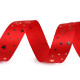 Christmas satin ribbon, width 25 mm, star - Red (3 Meters) Christmas satin ribbon, width 25 mm, star - Red (3 Meters)