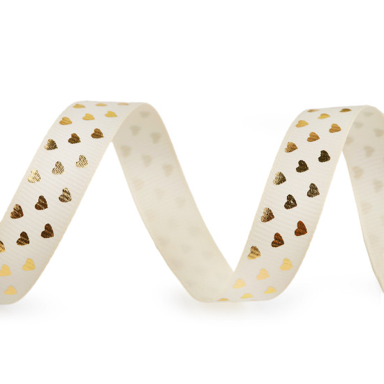 Grosgrain ribbon heart, width 15 mm - White (90 Meters) Grosgrain ribbon heart, width 15 mm - White (90 Meters)