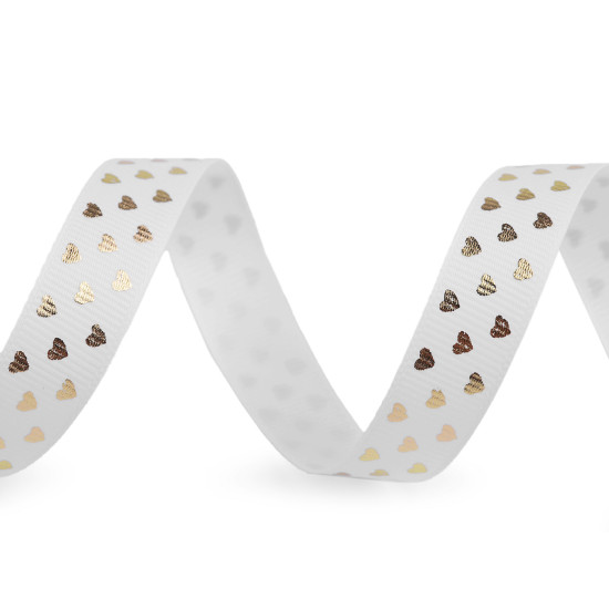 Grosgrain ribbon heart, width 15 mm - White (90 Meters) Grosgrain ribbon heart, width 15 mm - White (90 Meters)