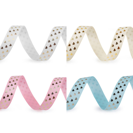 Grosgrain ribbon heart, width 15 mm - White (90 Meters) Grosgrain ribbon heart, width 15 mm - White (90 Meters)