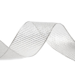 Wstążka z lureksem i drutem szerokość 40 mm - Srebrny (25 Metry)