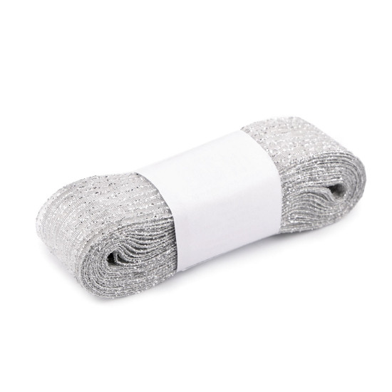 Panglica cu lurex latime 25 mm - Argintiu (10 Metri) Panglica cu lurex latime 25 mm - Argintiu (10 Metri)