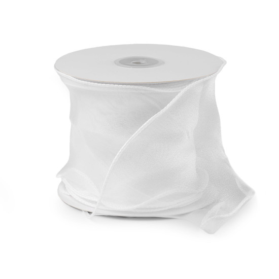 Wstążka z organzy z perłowym połyskiem szerokość 10 cm - White (27 Metry) Wstążka z organzy z perłowym połyskiem szerokość 10 cm - White (27 Metry)
