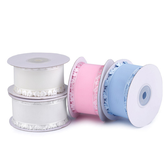 Ruban avec cœurs, largeur 40 mm - Bleu lumineux (18 Mètres) Ruban avec cœurs, largeur 40 mm - Bleu lumineux (18 Mètres)