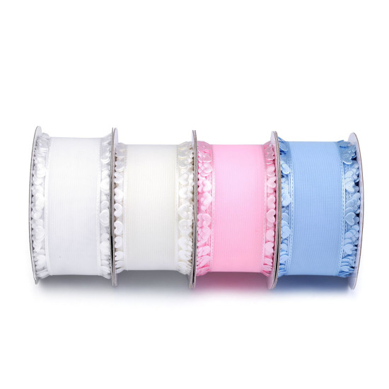 Ruban avec cœurs, largeur 40 mm - Bleu lumineux (18 Mètres) Ruban avec cœurs, largeur 40 mm - Bleu lumineux (18 Mètres)