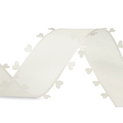 Ruban avec cœurs, largeur 40 mm - Crème clair (18 Mètres)