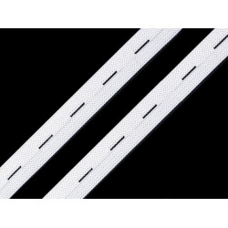 Buttonhole elastic, width 15-17mm - White (120 Meters)
