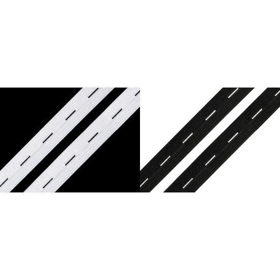 Buttonhole elastic, width 20 mm - Black (120 Meters)
