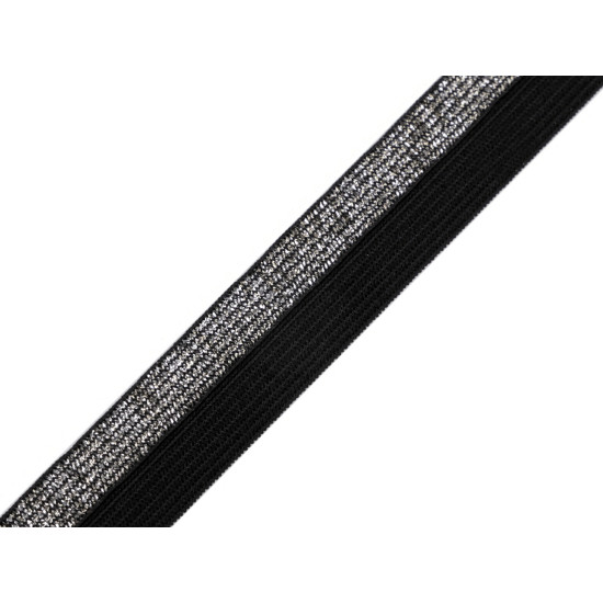 Faltgummi / webband breite 17 mm mit lurex - Grau (25 Meter) Faltgummi / webband breite 17 mm mit lurex - Grau (25 Meter)