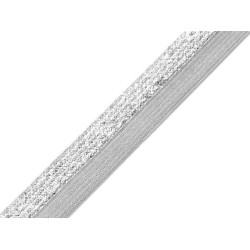 Glitter fold over elastic width 17 mm - Grey (25 Meters)