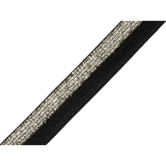Faltgummi / webband breite 17 mm mit lurex - Grau (25 Meter) Faltgummi / webband breite 17 mm mit lurex - Grau (25 Meter)
