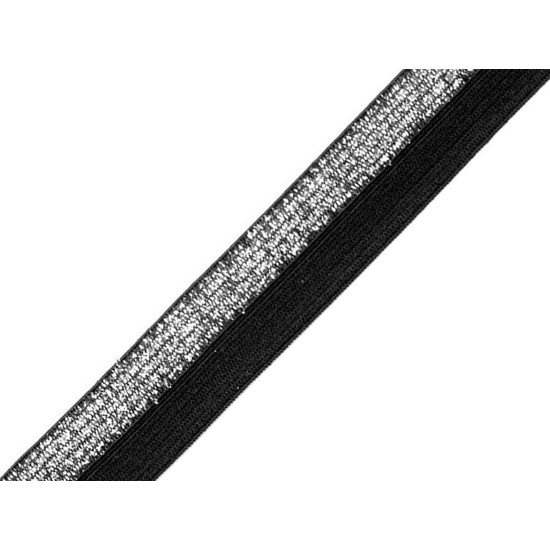 Faltgummi / webband breite 17 mm mit lurex - Grau (25 Meter) Faltgummi / webband breite 17 mm mit lurex - Grau (25 Meter)