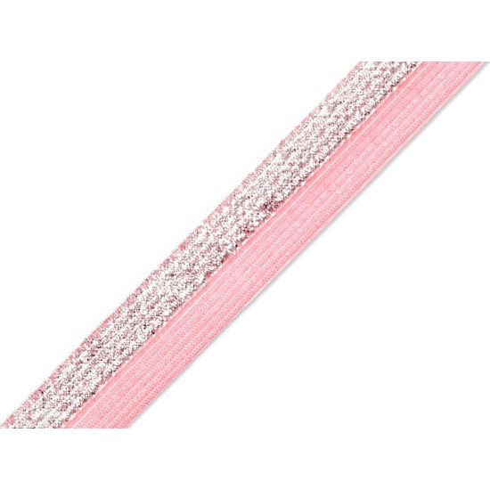Faltgummi / webband breite 17 mm mit lurex - Grau (25 Meter) Faltgummi / webband breite 17 mm mit lurex - Grau (25 Meter)