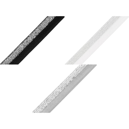 Faltgummi / webband breite 17 mm mit lurex - Grau (25 Meter) Faltgummi / webband breite 17 mm mit lurex - Grau (25 Meter)