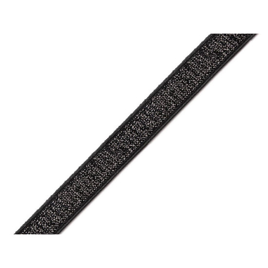 Lingerie bra strap shoulder elastic with lurex width 10 mm - Black (1 Meter) Lingerie bra strap shoulder elastic with lurex width 10 mm - Black (1 Meter)