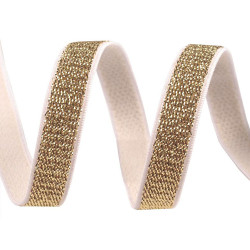 Lingerie bra strap shoulder elastic with lurex width 10 mm - Gold (1 Meter)