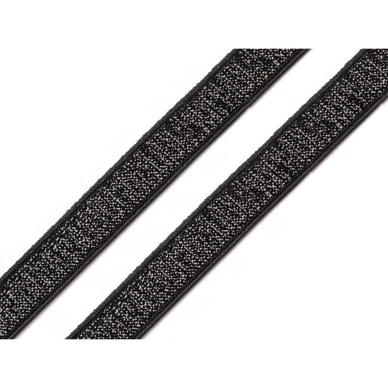 Lingerie bra strap shoulder elastic with lurex width 10 mm - Black (1 Meter) Lingerie bra strap shoulder elastic with lurex width 10 mm - Black (1 Meter)