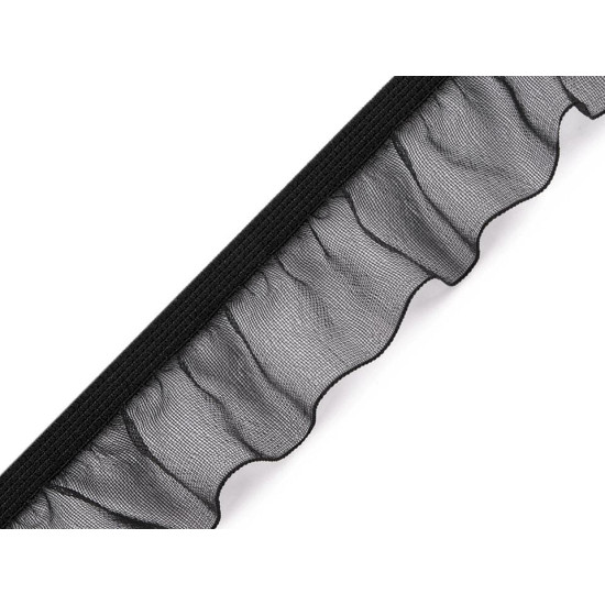 Elastic with frill width 25 mm - White (1 Meter)