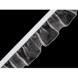 Elastic with frill width 25 mm - White (1 Meter)