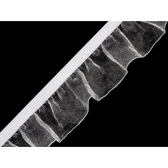 Elastic with frill width 25 mm - White (1 Meter)