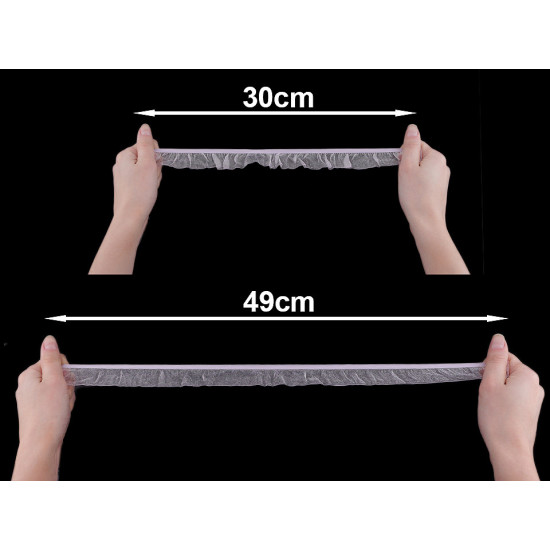 Elastic with frill width 25 mm - White (1 Meter)