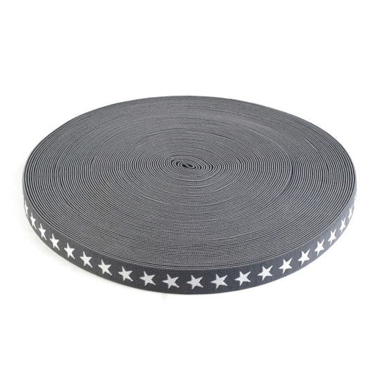 Printed elastic width 20 mm stars - Red (30 Meters)