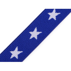 Printed elastic width 20 mm stars - King blue (1 Meter)