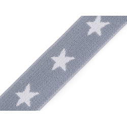 Printed elastic width 20 mm stars - Lightgrey (1 Meter)