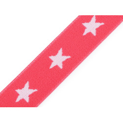 Printed elastic width 20 mm stars - Pink coral (1 Meter)