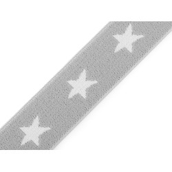 Printed elastic width 20 mm stars - Very light grey (1 Meter)