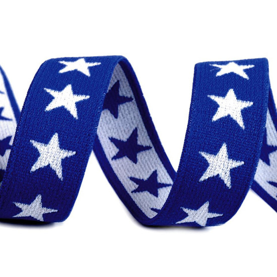 Printed elastic width 20 mm stars - Red (30 Meters)