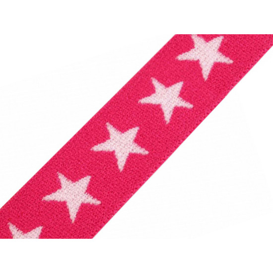 Printed elastic width 20 mm stars - Red (30 Meters)