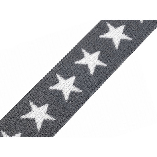 Printed elastic width 20 mm stars - Red (30 Meters)